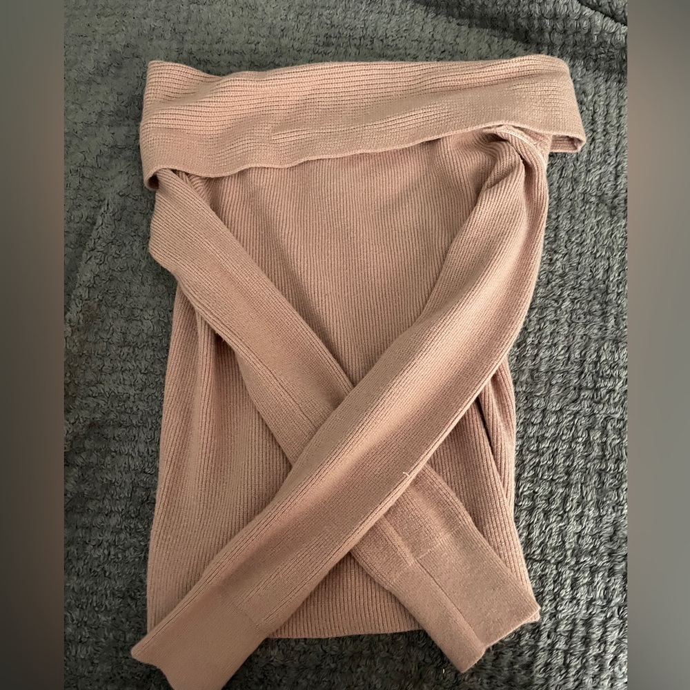 Blush pink off the shoulder knit sweater new with tags size small